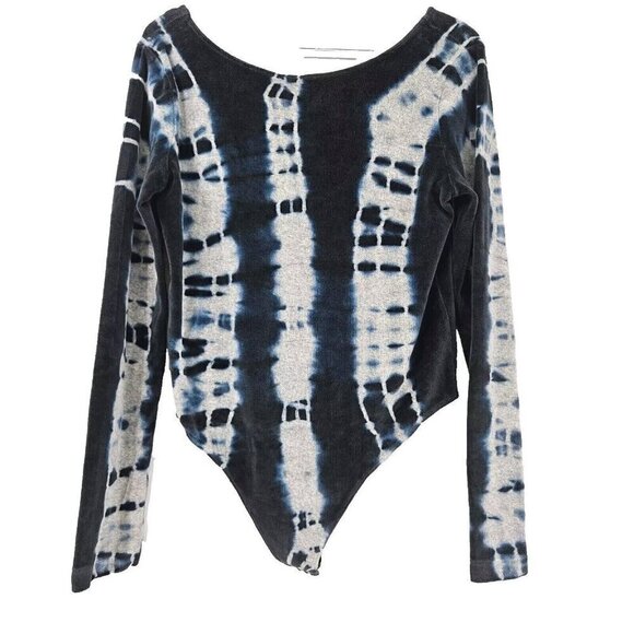 All Saints Raffi Velvet Tie Dye Bodysuit Blue Women's Size 10 NEW Boho Hippie - Picture 5 of 15